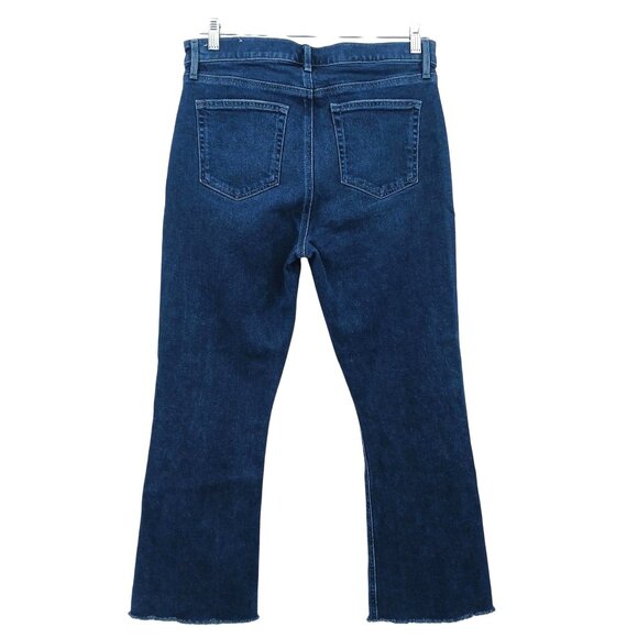 Loft High Waist Flare Crop Jeans Size 10/30 Dark Wash Made and Loved - Picture 3 of 16